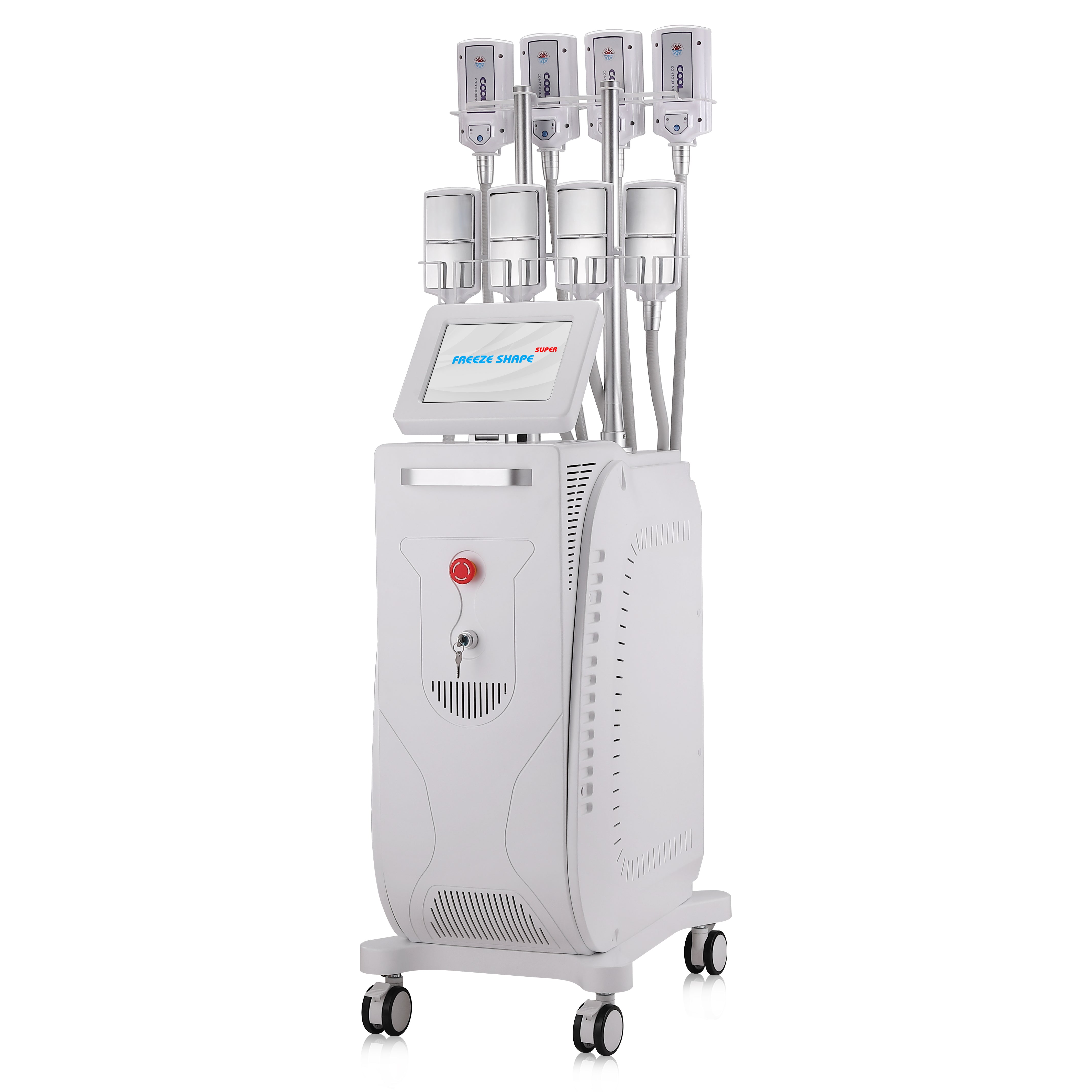 Vertical 8 Handles Freeze Shape Super Cryo Cooling EMS RF Fat Freezing & Body Contouring System Sculpting Machine