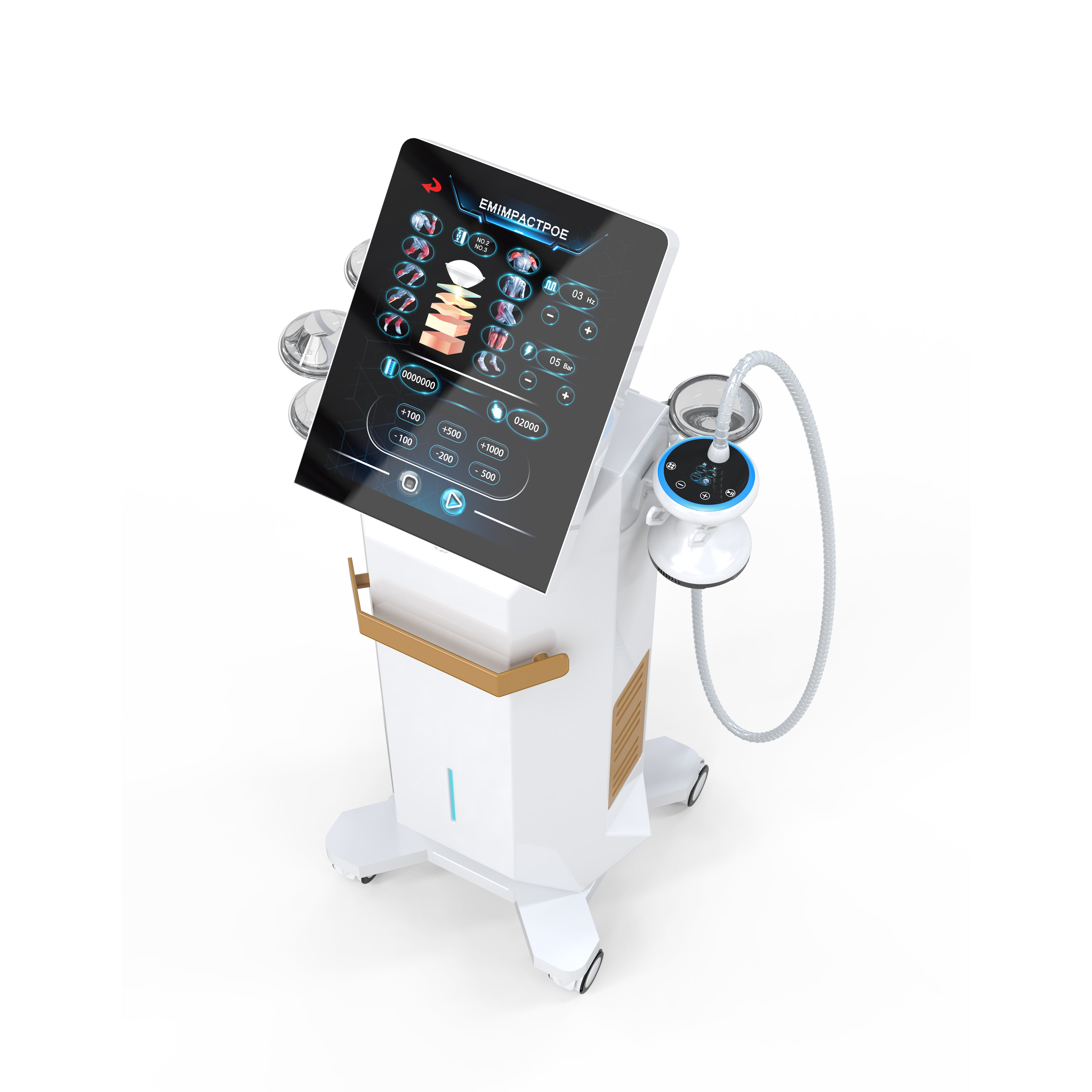 B63 EMIMPACTPOE Floor-Standing Piezoelectric Focused Shockwave — Premium Clinical Therapy Station