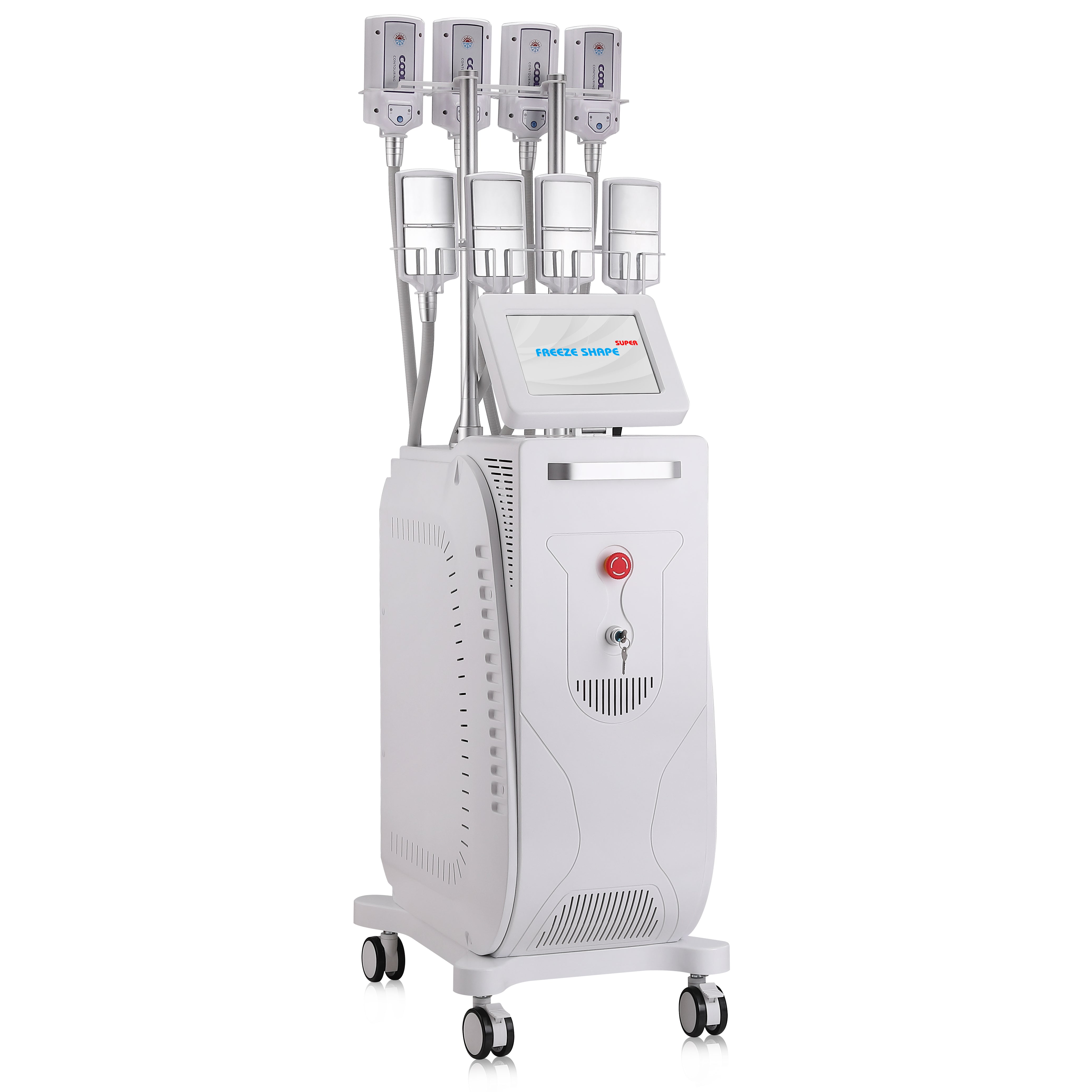 Vertical 8 Handles Freeze Shape Super Cryo Cooling EMS RF Fat Freezing & Body Contouring System Sculpting Machine